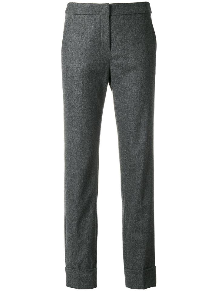 Armani Collezioni - Turn Up Hem Trousers - Women - Spandex/elastane/cashmere/virgin Wool - 44, Grey, Spandex/elastane/cashmere/virgin Wool