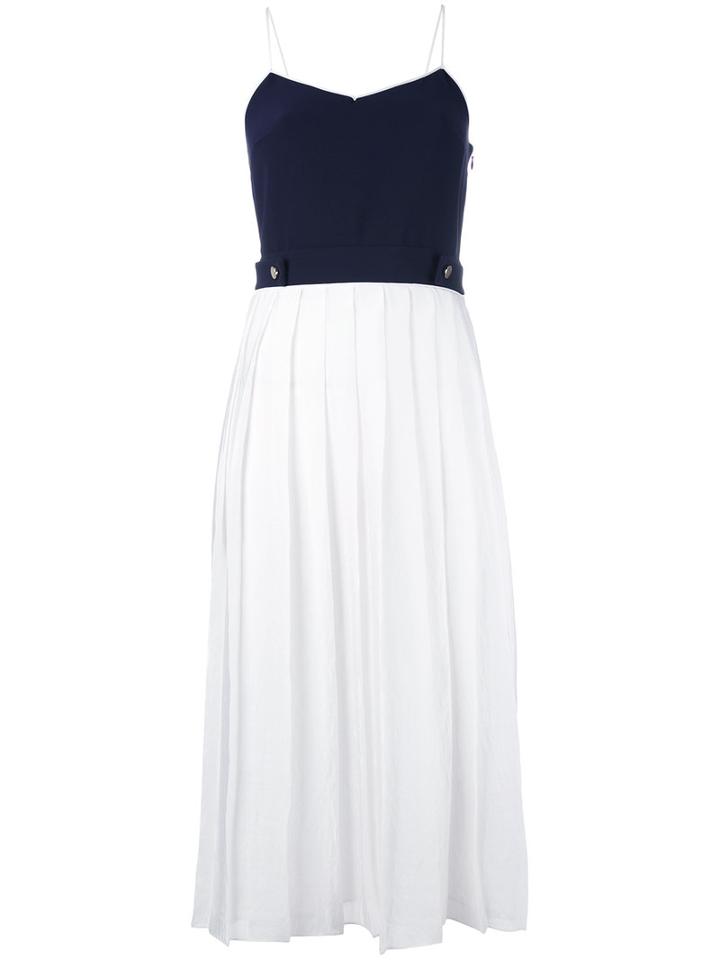 Victoria Victoria Beckham - Pleated Contrast Dress - Women - Polyester/silk - 6, White, Polyester/silk