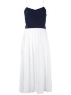 Victoria Victoria Beckham - Pleated Contrast Dress - Women - Polyester/silk - 6, White, Polyester/silk