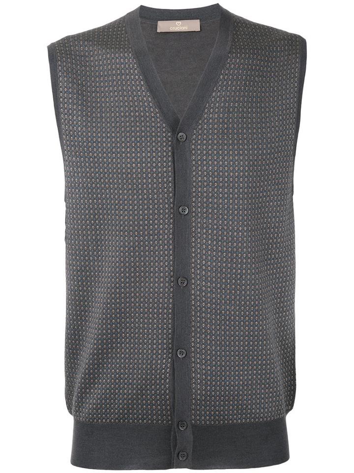 Cruciani - Geometric Pattern Vest - Men - Silk/cashmere - 50, Brown, Silk/cashmere