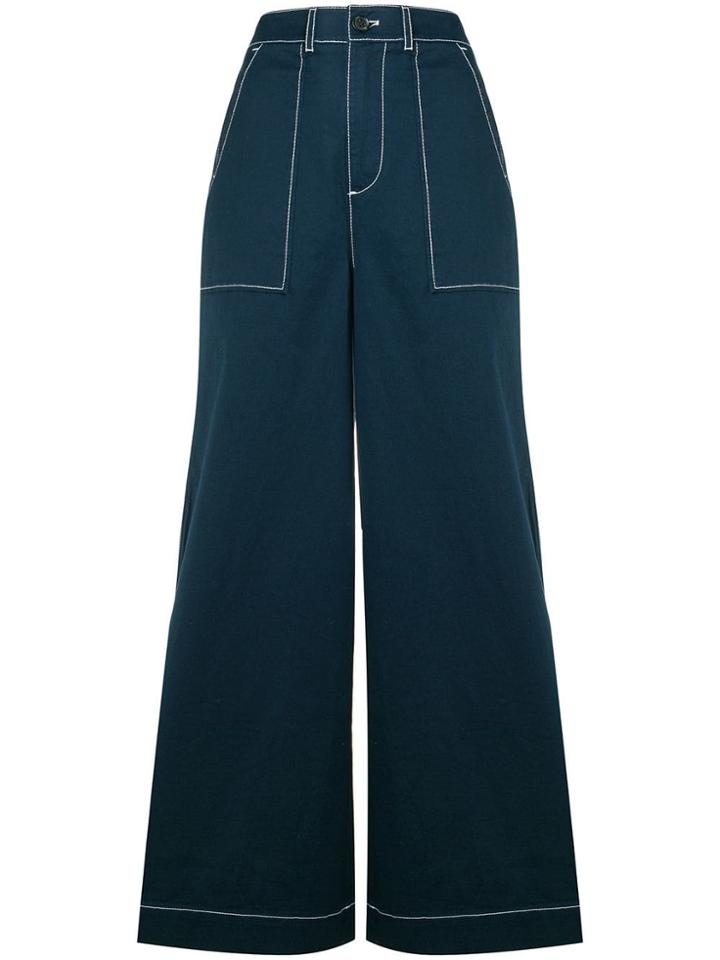 Ganni Denim Palazzo Trousers - Blue