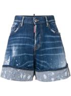 Dsquared2 Paint Splattered Denim Shorts - Blue