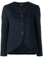 Jil Sander Navy Curved Hem Jacket, Women's, Size: 38, Blue, Cotton/polyester/spandex/elastane/rayon