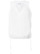 Chanel Vintage Drawstring Sides Pleated Blouse - White