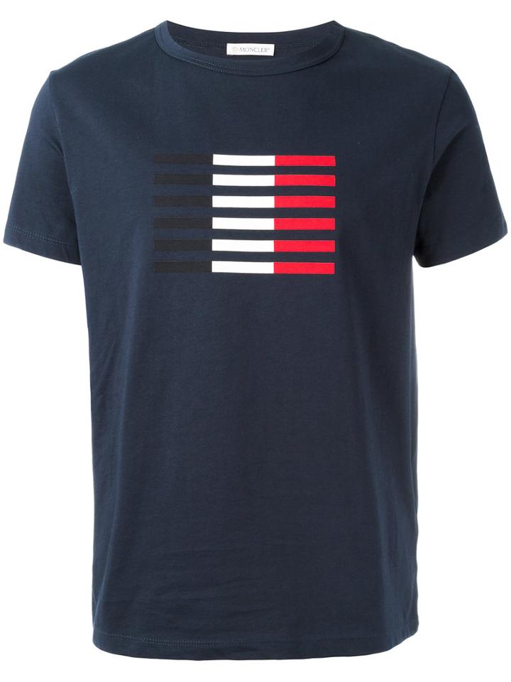Moncler Tri-colour Stripe T-shirt, Men's, Size: Xl, Blue, Cotton