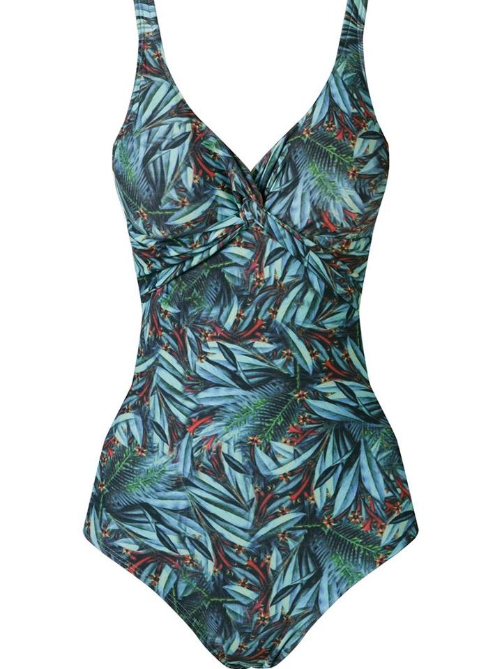 Lygia & Nanny Open Back Printed Swimsuit, Women's, Size: 42, Blue, Polyamide/spandex/elastane