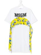 Msgm Kids Floral Panel T-shirt Dress - White
