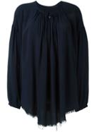 Raquel Allegra Shirred V-neck Peasant Blouse