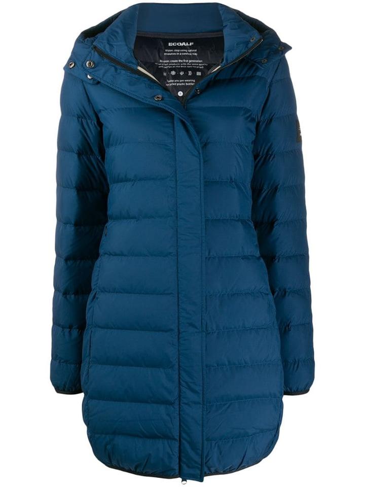 Ecoalf Hooded Down Coat - Blue