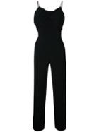 Estnation - Cowl Neck Strappy Jumpsuit - Women - Triacetate - 36, Black, Triacetate