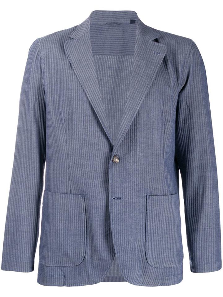 Lardini Striped Button Blazer - Blue