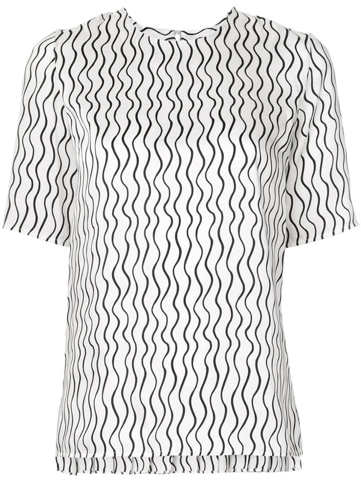 Victoria Victoria Beckham Printed Habotai Pleat Back Top - White