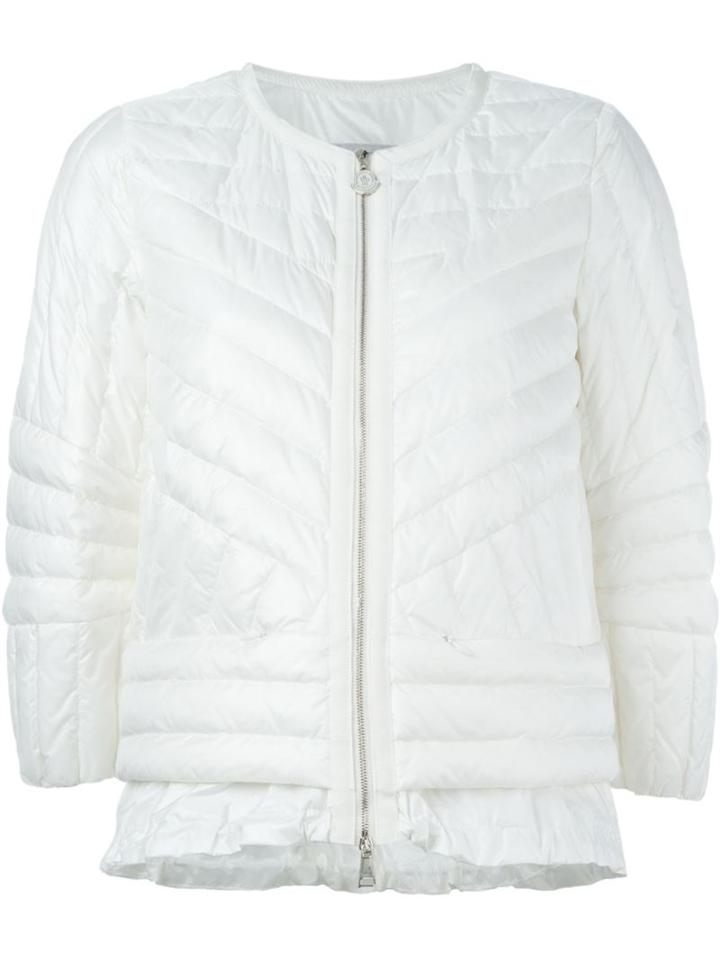 Moncler Ruffled Hem Padded Jacket, Women's, Size: 1, Nude/neutrals, Polyamide/feather Down