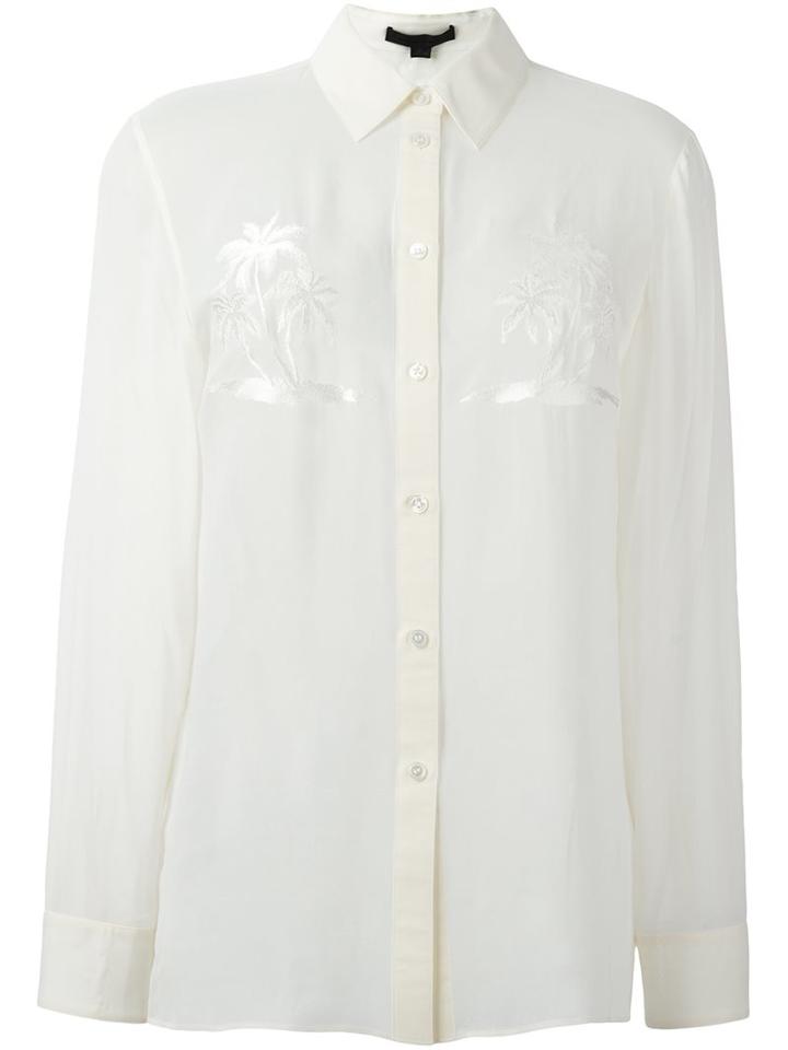 Alexander Wang Palm Embroidered Shirt, Women's, Size: 6, Nude/neutrals, Polyester/silk
