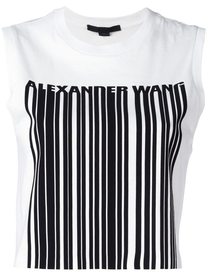 T By Alexander Wang Bonded Barcode Top, Women's, Size: Medium, White, Cotton