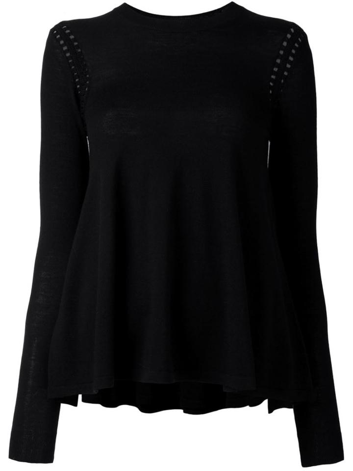 Mcq Alexander Mcqueen Open Knit Detail Jumper, Women's, Size: Medium, Black, Wool