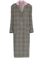Natasha Zinko Check Print Knee Length Coat - Black