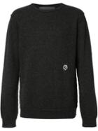 The Elder Statesman Logo Detail Ribbed Trim Jumper, Men's, Size: Large, Grey, Cashmere