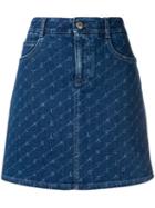 Stella Mccartney Logo Print Denim Skirt - Blue