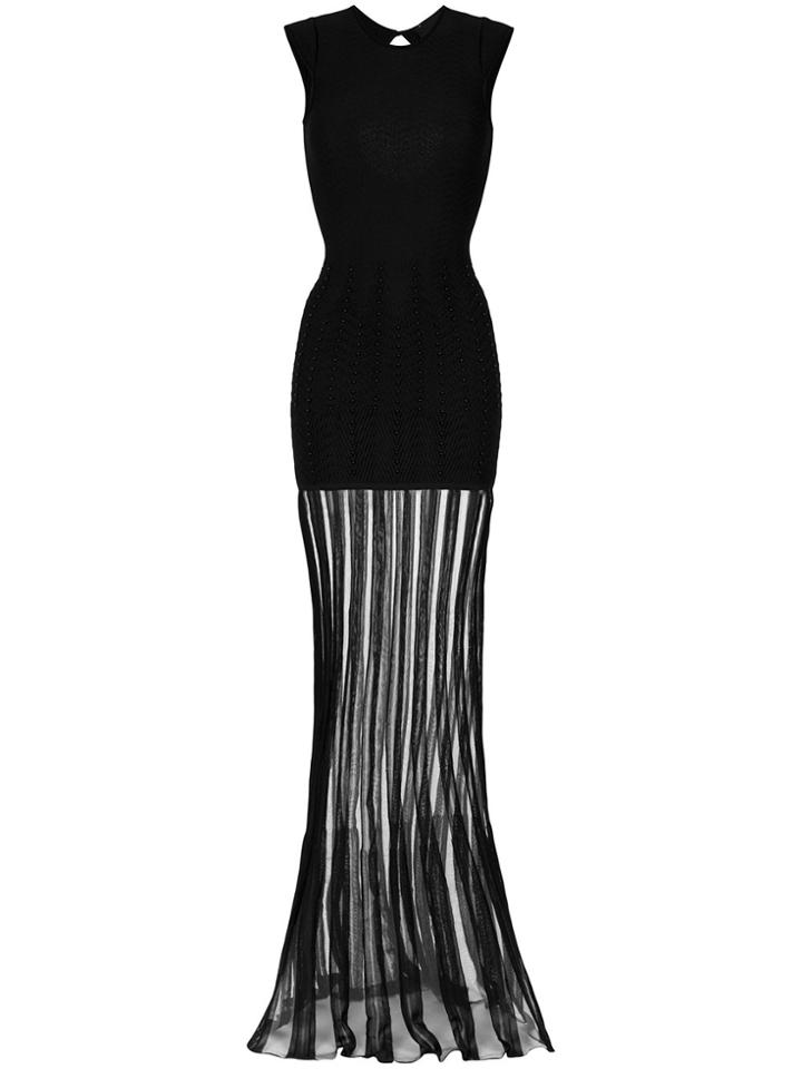 Andrea Bogosian Sheer Panels Gown - Black