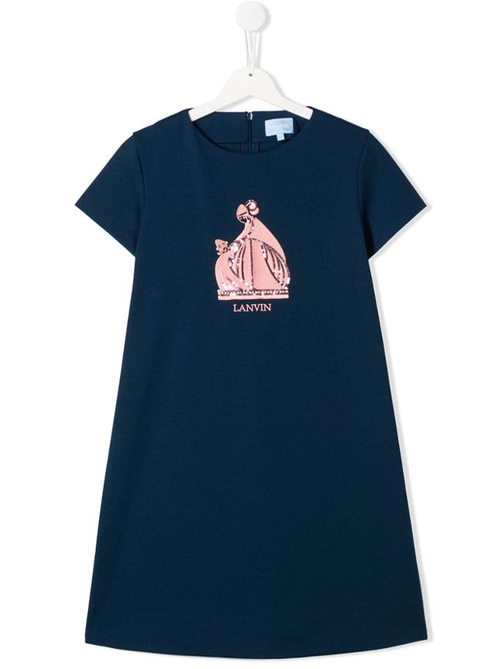 Lanvin Enfant Sequin Embroidered Dress - Blue