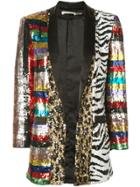 Alice+olivia Patch Work Sequin Blazer - Black