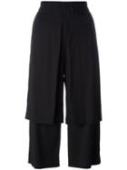 Aalto - Double Layer Cropped Trousers - Women - Spandex/elastane/viscose - 40, Black, Spandex/elastane/viscose