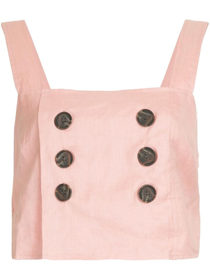 Suboo Button Detail Cropped Top - Pink