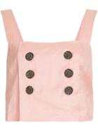 Suboo Button Detail Cropped Top - Pink