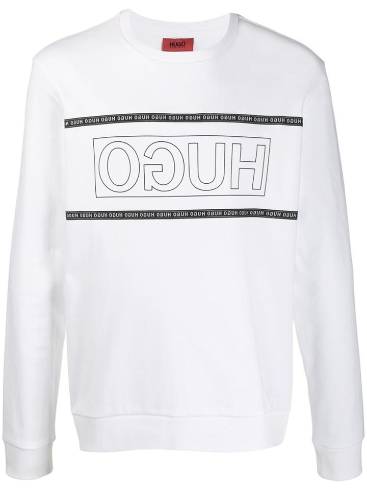 Boss Hugo Boss Reversed Printed Logo Sweater - White
