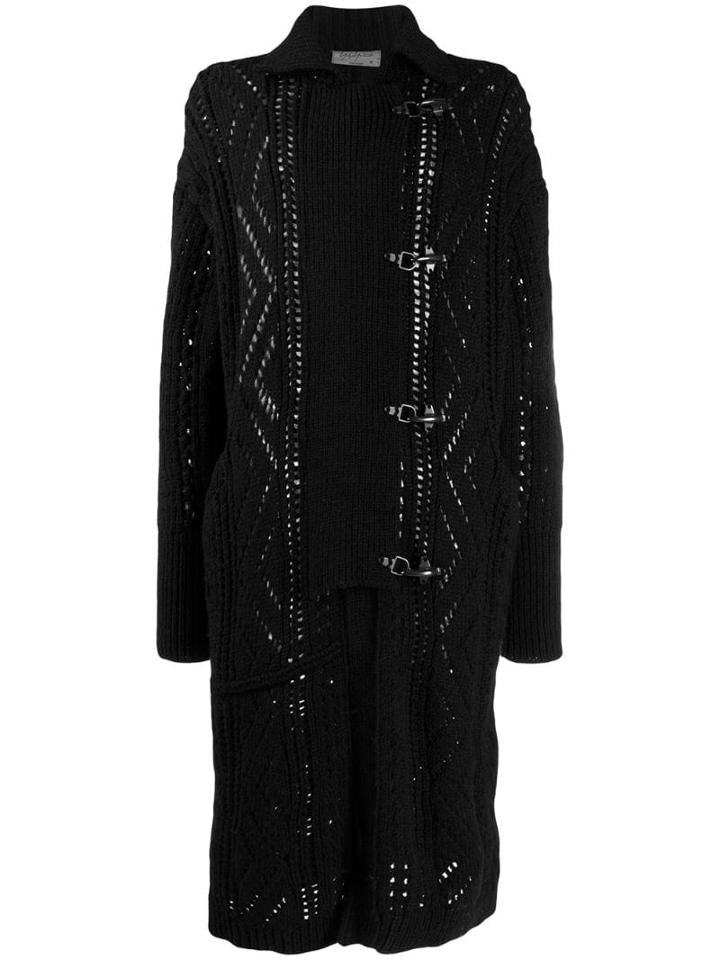Yohji Yamamoto Perforated Long Cardigan - Black