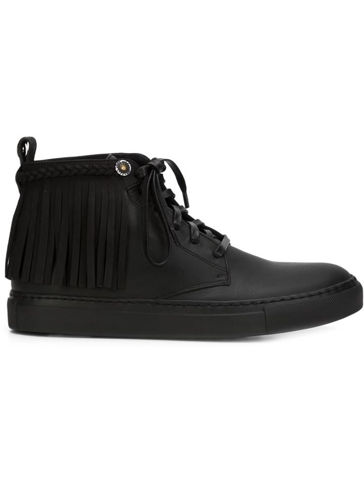 Valas Fringed Hi-top Sneakers, Women's, Size: 10, Black, Leather