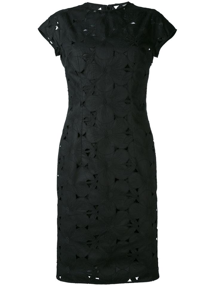 Aspesi - Embroidered Floral Dress - Women - Cotton/polyester/viscose - 42, Black, Cotton/polyester/viscose