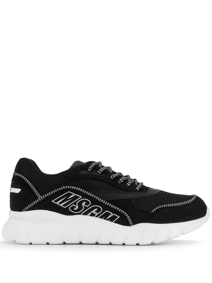 Msgm Logo Panel Running Sneakers - Black