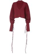 Solace London Oversized Cropped Cut Out Shirt - Red