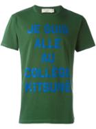Maison Kitsuné Quote Print T-shirt, Men's, Size: Medium, Green, Cotton