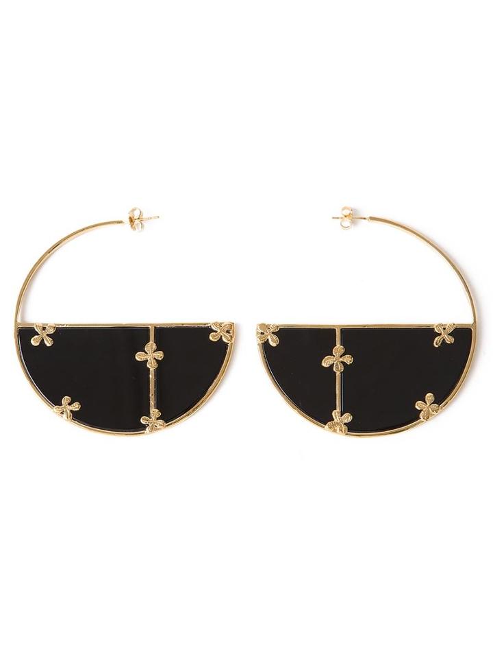 Aurelie Bidermann 'bianca' Hoop Earrings, Women's, Black