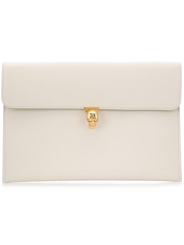 Alexander Mcqueen Skull Flat Clutch - Neutrals