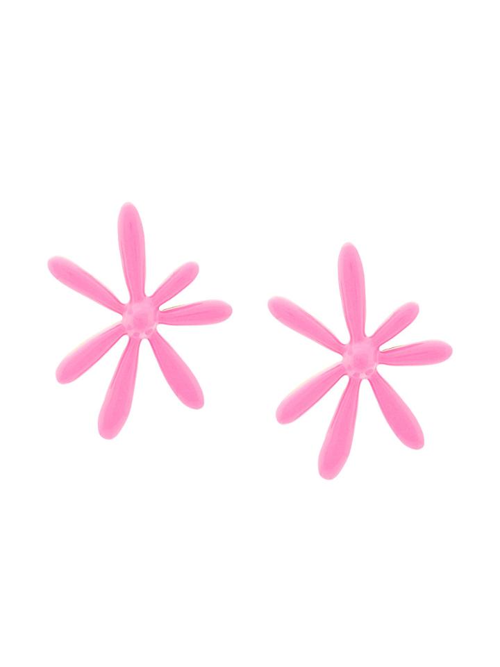 Oscar De La Renta Daisy Earrings - Pink & Purple