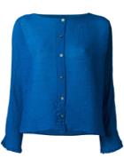 Issey Miyake Cauliflower Wrinkled Cardigan, Women's, Blue, Polyester