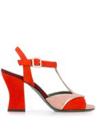 Paola D'arcano Color Blocked Sandals - Orange