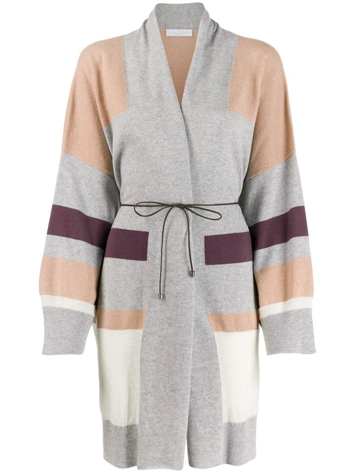 Fabiana Filippi Striped Print Cardi-coat - Grey