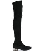 Casadei Embellished Over The Knee Boots - Black