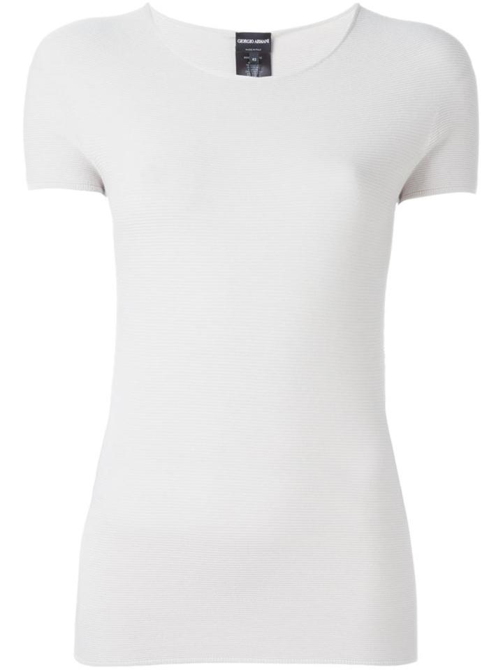 Giorgio Armani Fitted T-shirt, Women's, Size: 48, Grey, Polyester/viscose