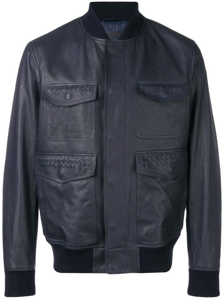 Bottega Veneta Intrecciato Panel Bomber Jacket - Blue