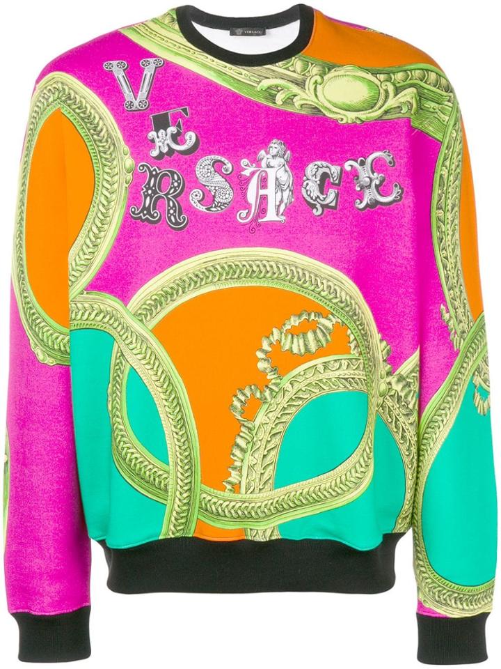 Versace Baroque Print Logo Sweatshirt - Pink & Purple