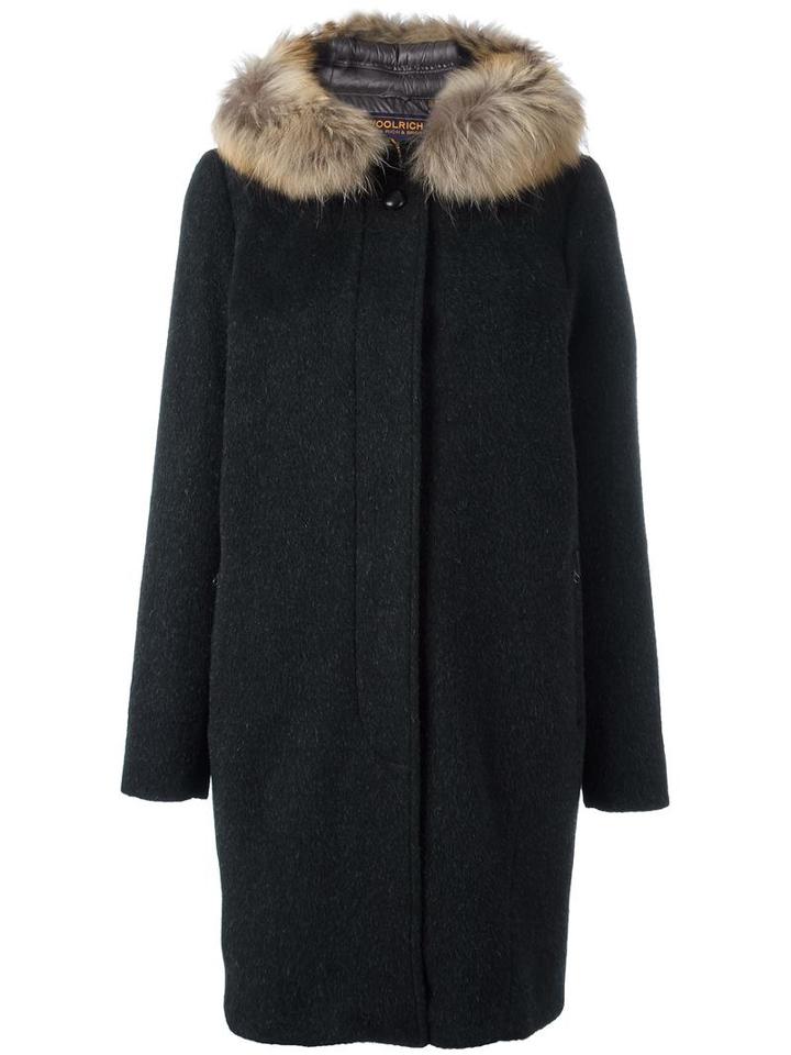 Woolrich 'all Good' Coat, Women's, Size: Medium, Black, Virgin Wool/mohair/alpaca/raccoon Dog