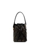 Fendi Black, Gold And Silver Metallic Mon Tresor Studded Leather Mini