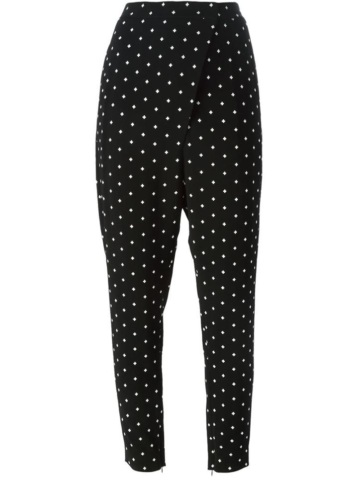 Givenchy Cross Print Trousers, Women's, Size: 40, Black, Spandex/elastane/viscose/acetate/modal