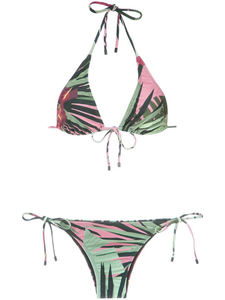 Osklen Foliage Print Bikini Set - Pink & Purple